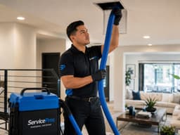 Air duct cleaning service in a Phoenix home by ServicePros