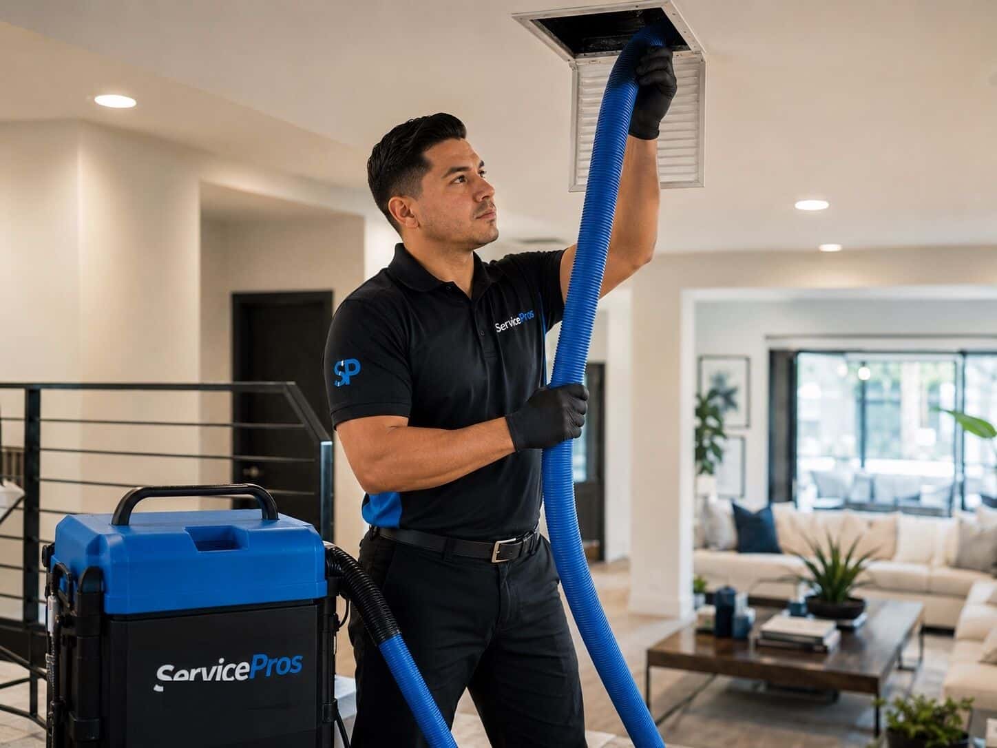 Air duct cleaning service in a Portland, Oregon home by ServicePros