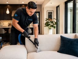 Phoenix upholstery cleaning service by ServicePros — sofa cleaning in progress